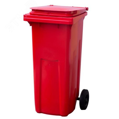 Изображение товара Контейнер мусорный 120 литров из первичного полиэтилена, красный (шт)