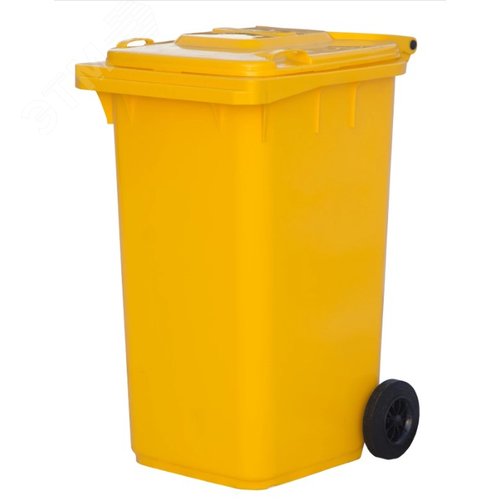 Изображение товара Контейнер мусорный 240 литров из первичного полиэтилена, жёлтый (шт)