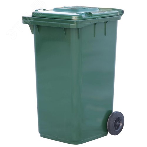Изображение товара Контейнер мусорный 240 литров из первичного полиэтилена, зелёный (шт)
