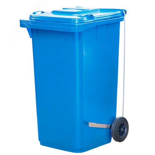 Изображение товара Контейнер мусорный 240 литров из первичного полиэтилена с педальным приводом Г-образным, синий (шт)