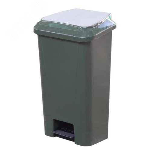 Изображение товара Контейнер мусорный 60 литров полимерный с педалью, пакетодержателем, зеленый (шт)