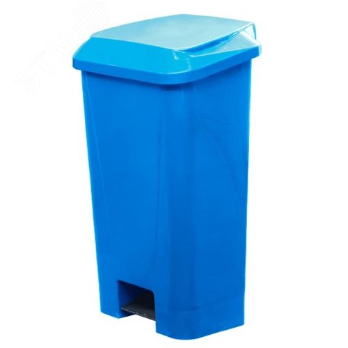 Изображение товара Контейнер мусорный 80 литров полимерный с педалью, пакетодержателем, голубой (шт)