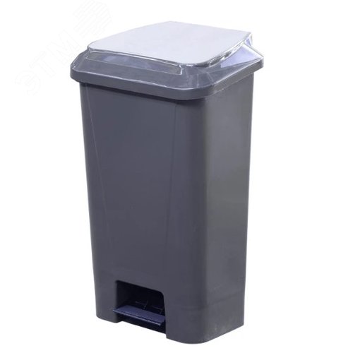 Изображение товара Контейнер мусорный 60 литров полимерный с педалью, пакетодержателем, серый (шт)