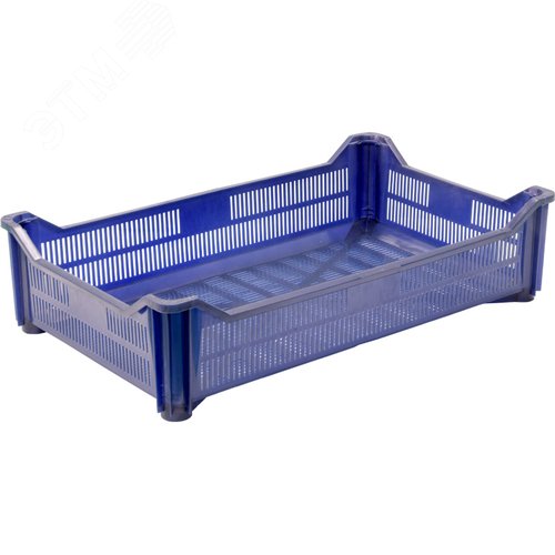 Изображение товара Ящик полимерный 500х300х120 мм, перфорированный, синий (шт)
