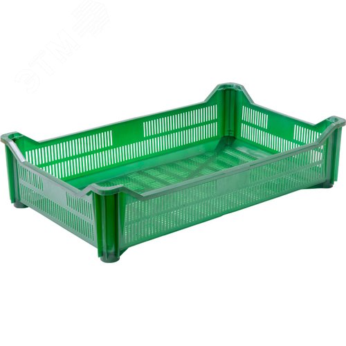 Изображение товара Ящик полимерный 500х300х120 мм, перфорированный, зеленый (шт)