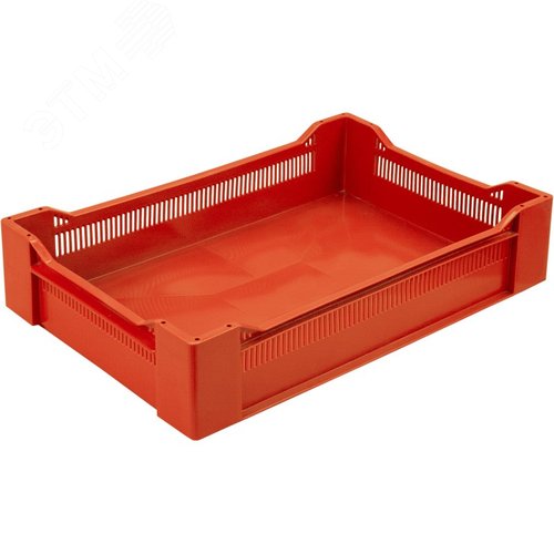 Изображение товара Ящик полимерный 600х400х135 мм, дно сплошное с дренажными отверстиями,красный (шт)