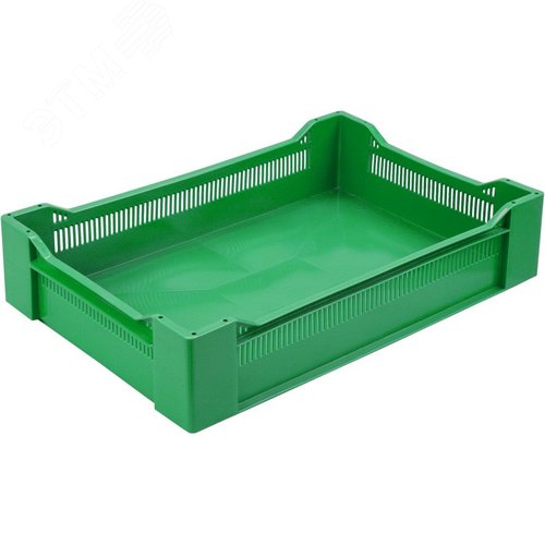 Изображение товара Ящик полимерный 600х400х135 мм, дно сплошное с дренажными отверстиями,зеленый (шт)