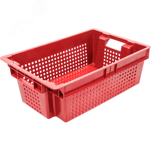 Изображение товара Ящик полимерный 600х400х200 мм, перфорированный, красный (шт)