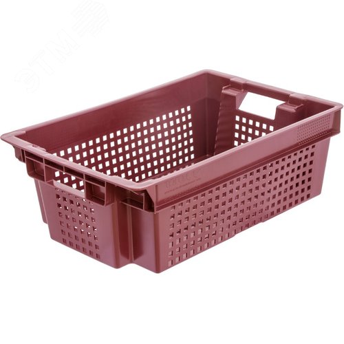 Изображение товара Ящик полимерный 600х400х200 мм, перфорированный, красный (шт)