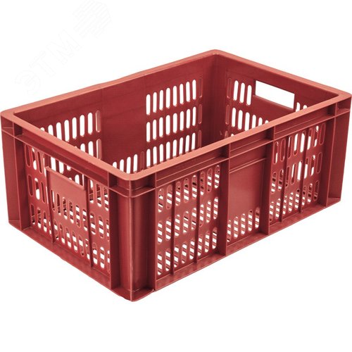 Изображение товара Ящик полимерный 600х400х250 мм, перфорированный, красный (шт)