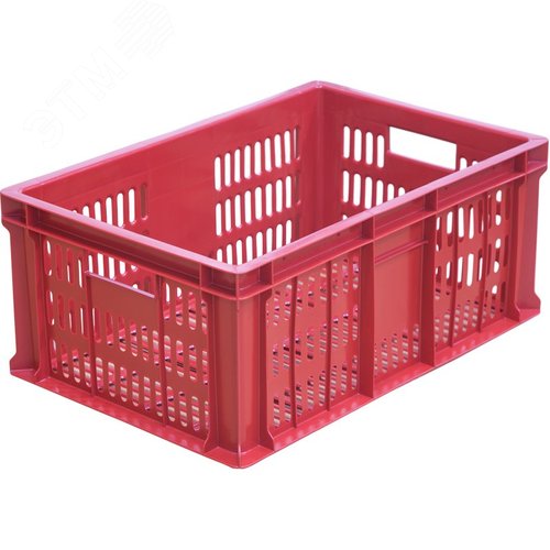Изображение товара Ящик полимерный 600х400х250 мм, перфорированный, красный (шт)