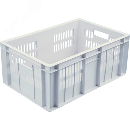 Изображение товара Ящик п/э 600х400х250 мм, морозостойкий, дно сплошное, перфорированный натуральный (шт)