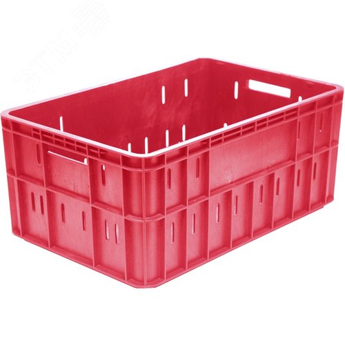 Изображение товара Ящик полимерный 603х403х260 мм, продольная перфорация, красный (шт)