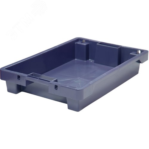 Изображение товара Ящик полимерный 600х400х100 мм, сплошной, с отверстиями, синий (шт)