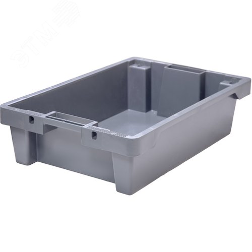 Изображение товара Ящик полимерный 600х400х150 мм, сплошной, серый (шт)