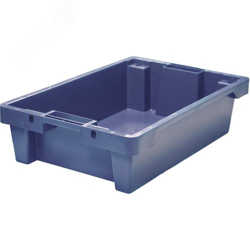 Изображение товара Ящик полимерный 600х400х150 мм, сплошной, с отверстиями, синий (шт)
