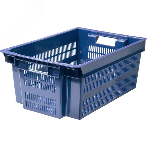 Изображение товара Ящик полимерный 600х400х250 мм, Север помнит, перфорированный, синий (шт)