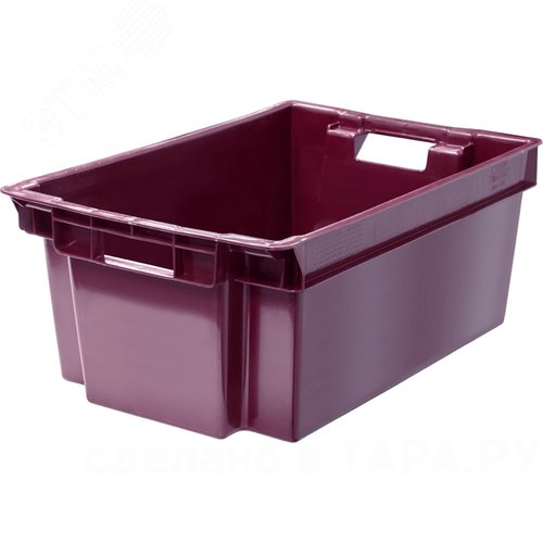 Изображение товара Ящик полимерный 600х400х250 мм, Север помнит, сплошной, бордовый (шт)