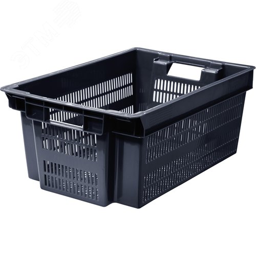 Изображение товара Ящик полимерный 600х400х250 мм, Север помнит, перфорированный, черный (шт)