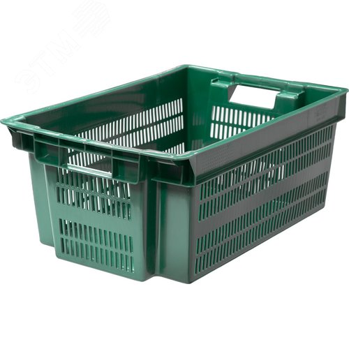 Изображение товара Ящик полимерный 600х400х250 мм, Север помнит, сплошное дно зеленый (шт)