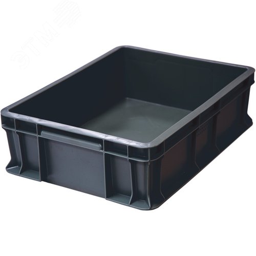 Изображение товара Ящик сплошной п/э 400х300х120 , с внешней ручкой серый (шт)