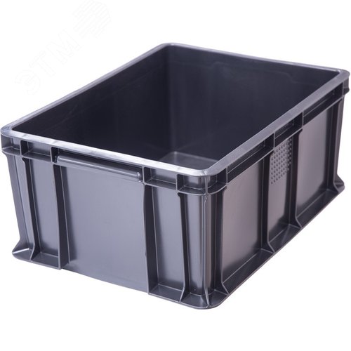 Изображение товара Ящик п/э 400х300х180 мм, сплошной, с внешней ручкой, черный (шт)