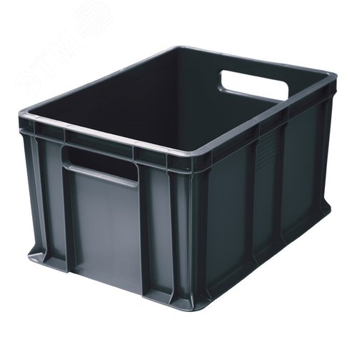 Изображение товара Ящик п/э 400х300х230 мм, сплошной, с ручками, серый (шт)