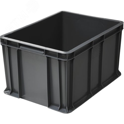 Изображение товара Ящик п/э 400х300х230 мм, сплошной, с внешней ручкой, черный (шт)