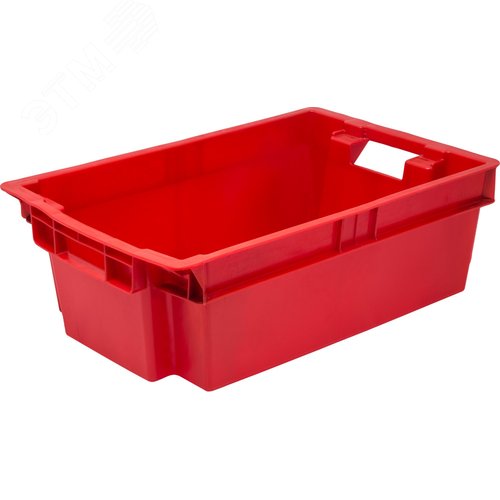 Изображение товара Ящик полимерный 600х400х200 мм, сплошной, гладкое дно, красный (шт)