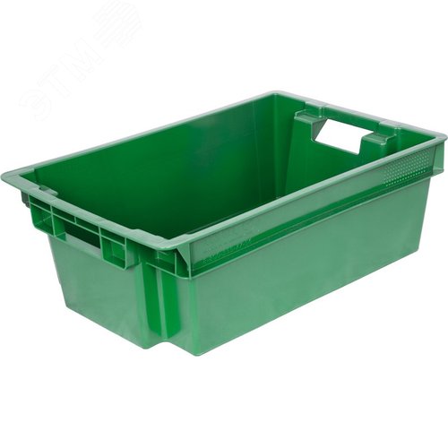 Изображение товара Ящик полимерный 600х400х200 мм, сплошной, зеленый (шт)