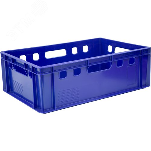 Изображение товара Ящик полимерный 600х400х200 мм, Е2, сплошной, синий (шт)