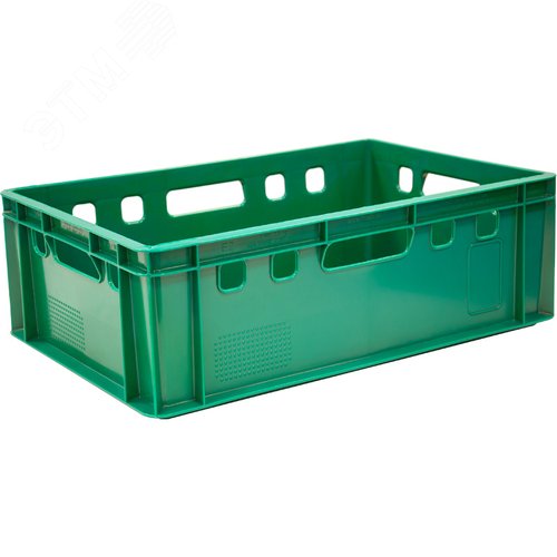 Изображение товара Ящик полимерный 600х400х200 мм, Е2, сплошной, зеленый (шт)