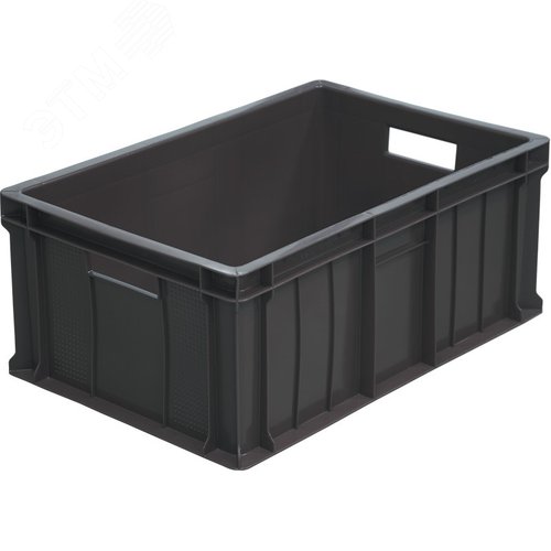 Изображение товара Ящик полимерный 600х400х250 мм, сплошной, черный (шт)