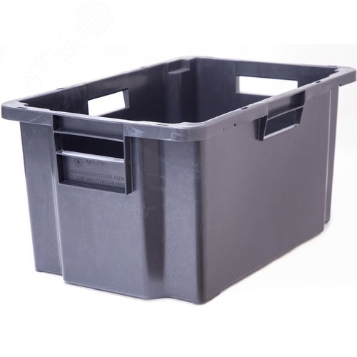 Изображение товара Ящик п/э мясной 600х400х300 мм, сплошной, черный (шт)