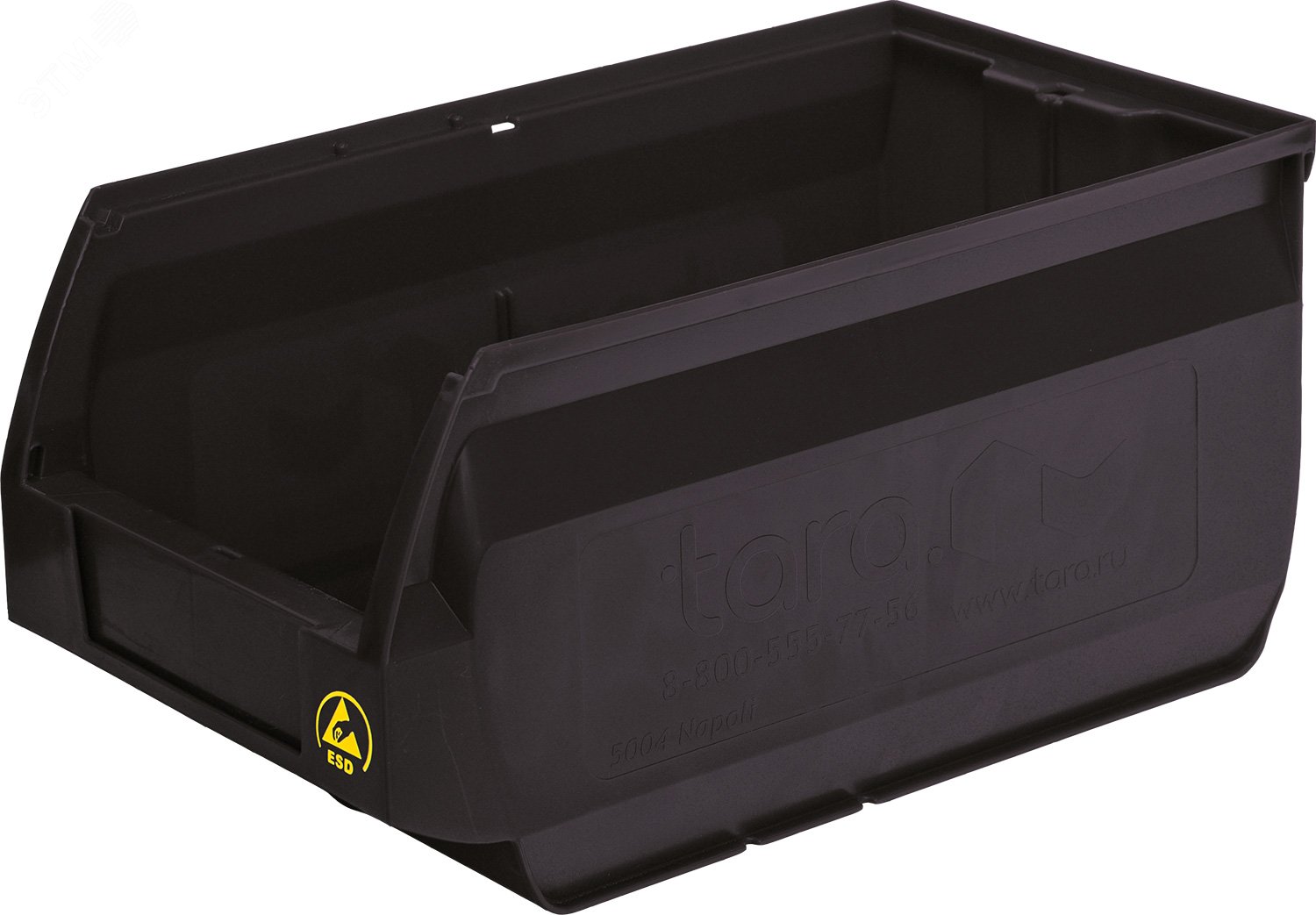 Изображение товара Ящик Napoli 400х230х200 черный антистатичный из полипропилена для хранения электроники