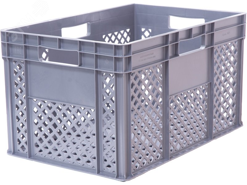Изображение товара Полимерный ящик 600х400х340 мм перфорированный серый для хранения и логистики