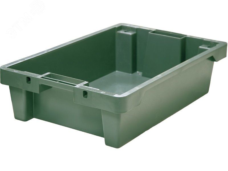 Изображение товара Полимерный ящик 600х400х150 мм из HDPE, зеленый, для хранения и транспортировки