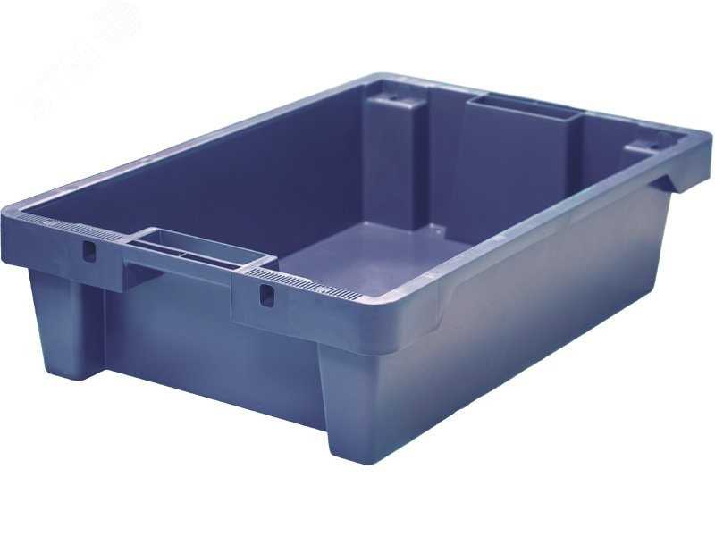 Изображение товара Полимерный ящик 600х400х150 мм из HDPE с отверстиями синий