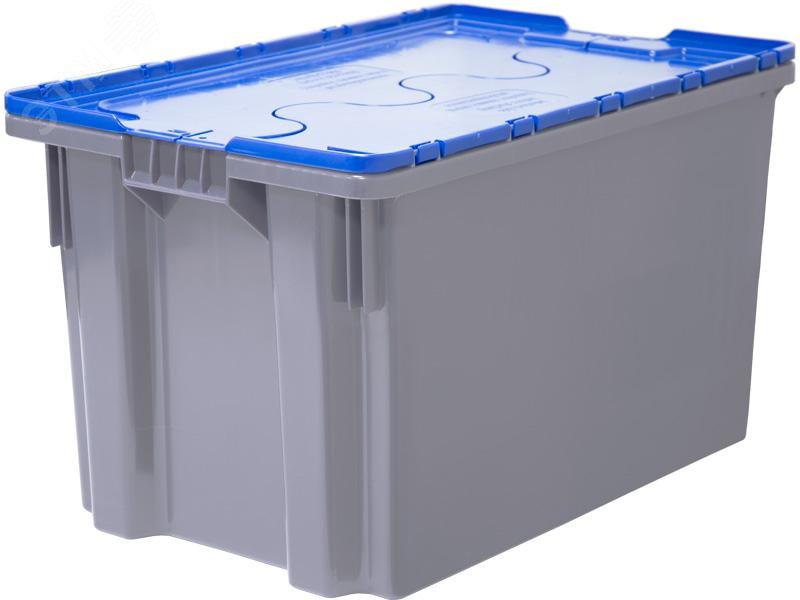 Изображение товара Ящик сплошной с крышкой 600x400x350 мм из полиэтилена Safe PRO морозостойкий