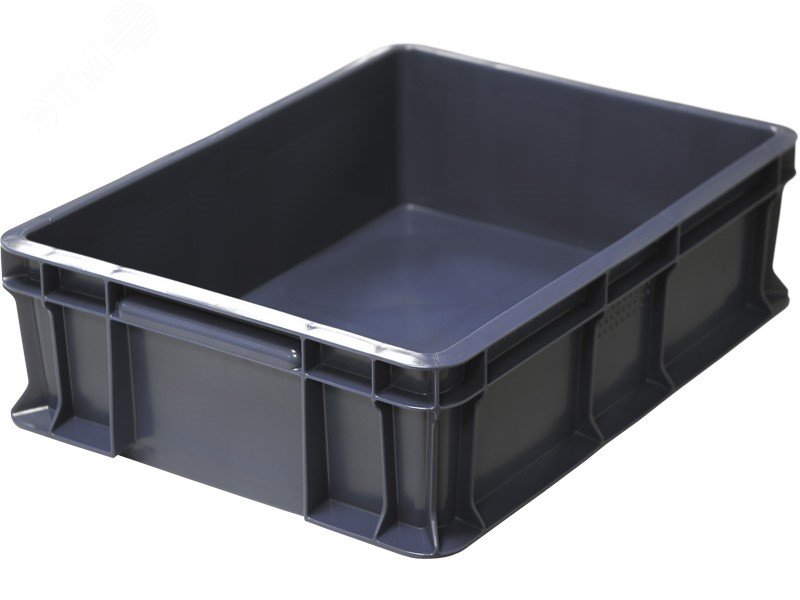 Изображение товара Ящик из полиэтилена 400х300х120 мм сплошной с ручкой черный