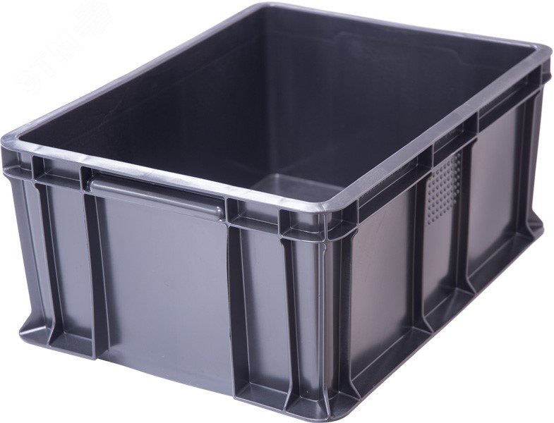 Изображение товара Ящик п/э 400х300х180 мм черный с внешней ручкой