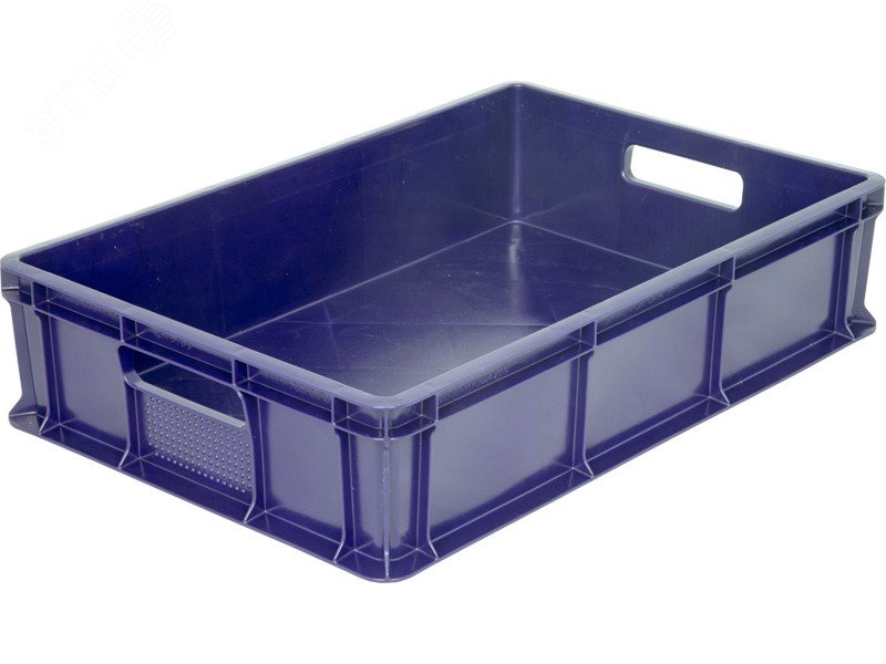Изображение товара Ящик из полиэтилена 600х400х140 мм, сплошной, с ручками, синий