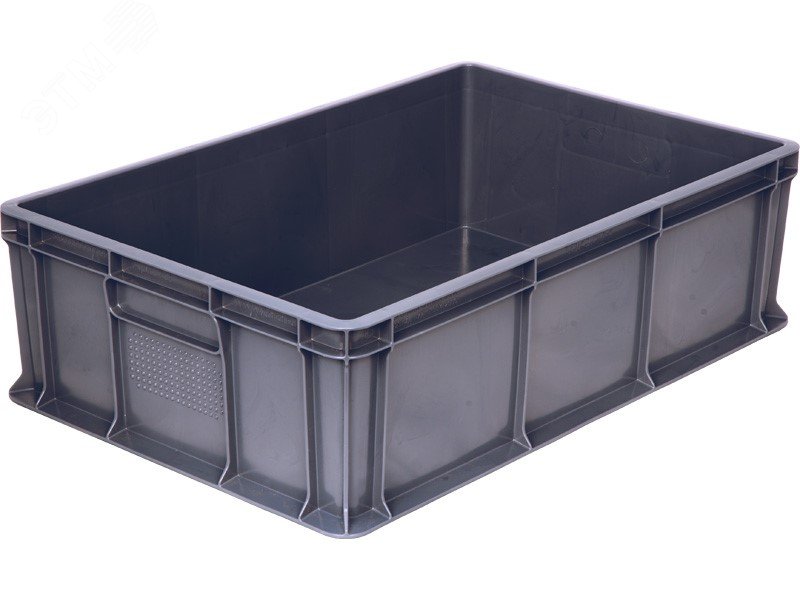 Изображение товара Ящик п/э 600х400х180 мм сплошной серый без ручек