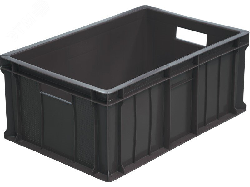 Изображение товара Полимерный ящик 600x400x250 мм черный для хранения и транспортировки пищевых продуктов
