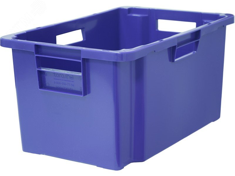 Изображение товара Мясной ящик п/э 600х400х300 мм с ребрами жесткости и рукоятками