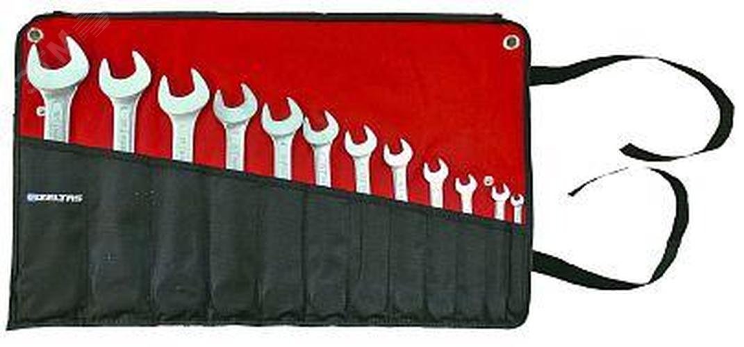 Изображение товара Набор рожковых ключей 12 шт из хром-ванадиевой стали в планшете с отверстиями для подвеса