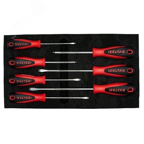 Изображение товара Набор отверток, прямой (SL) и крестообразный (PH) шлиц, двухкомпонентная рукоятка, 7 предметов ERGONOMIK (шт)