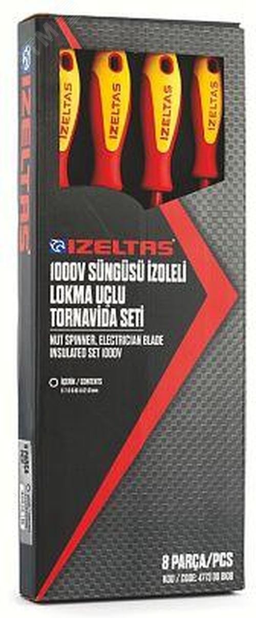 Изображение товара Набор IZELTAS 1000V Набор диэлектрических торцевых отверток 6-13 мм