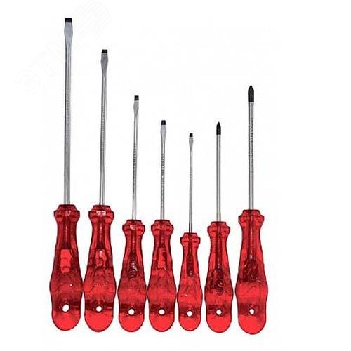 Изображение товара Набор IZELTAS KRAFT: 7 отверток (4 прям., 2 крест.) с ацетатной рукояткой