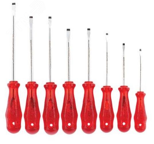 Изображение товара Набор отверток, прямой (SL) шлиц, рукоятка из ацетата целлюлозы, 8 предметов KRAFT (шт)